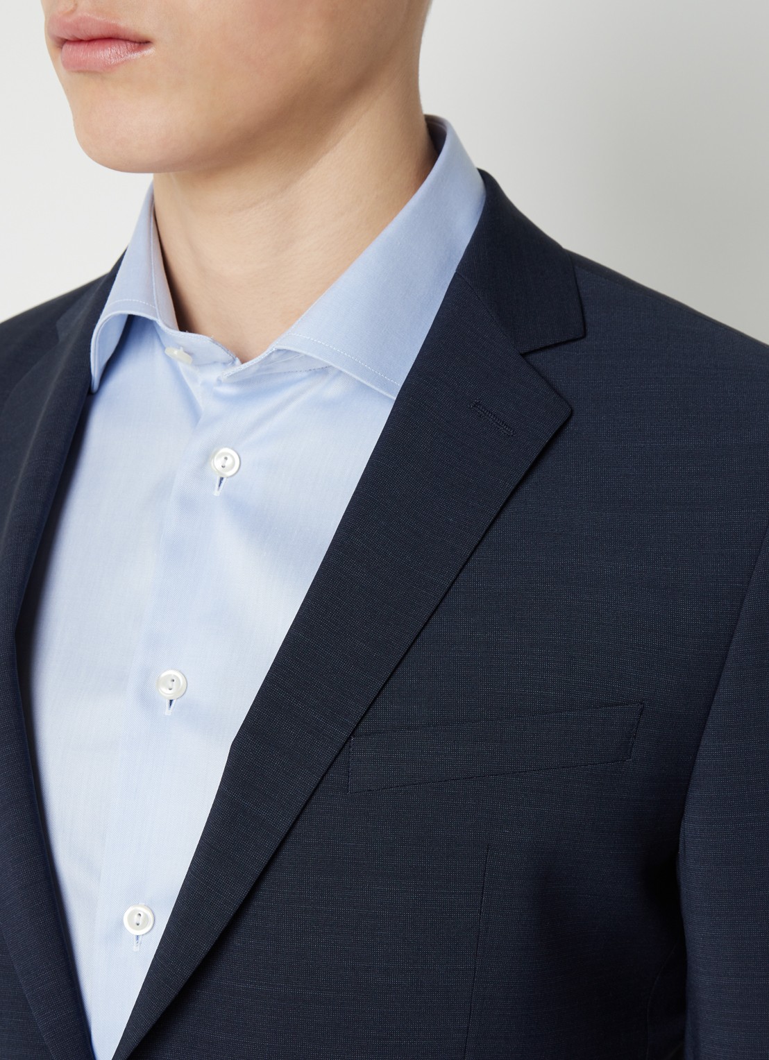 Strellson Allen slim fit colbert in wolblend met klepzakken - detail 4 donkerblauw
