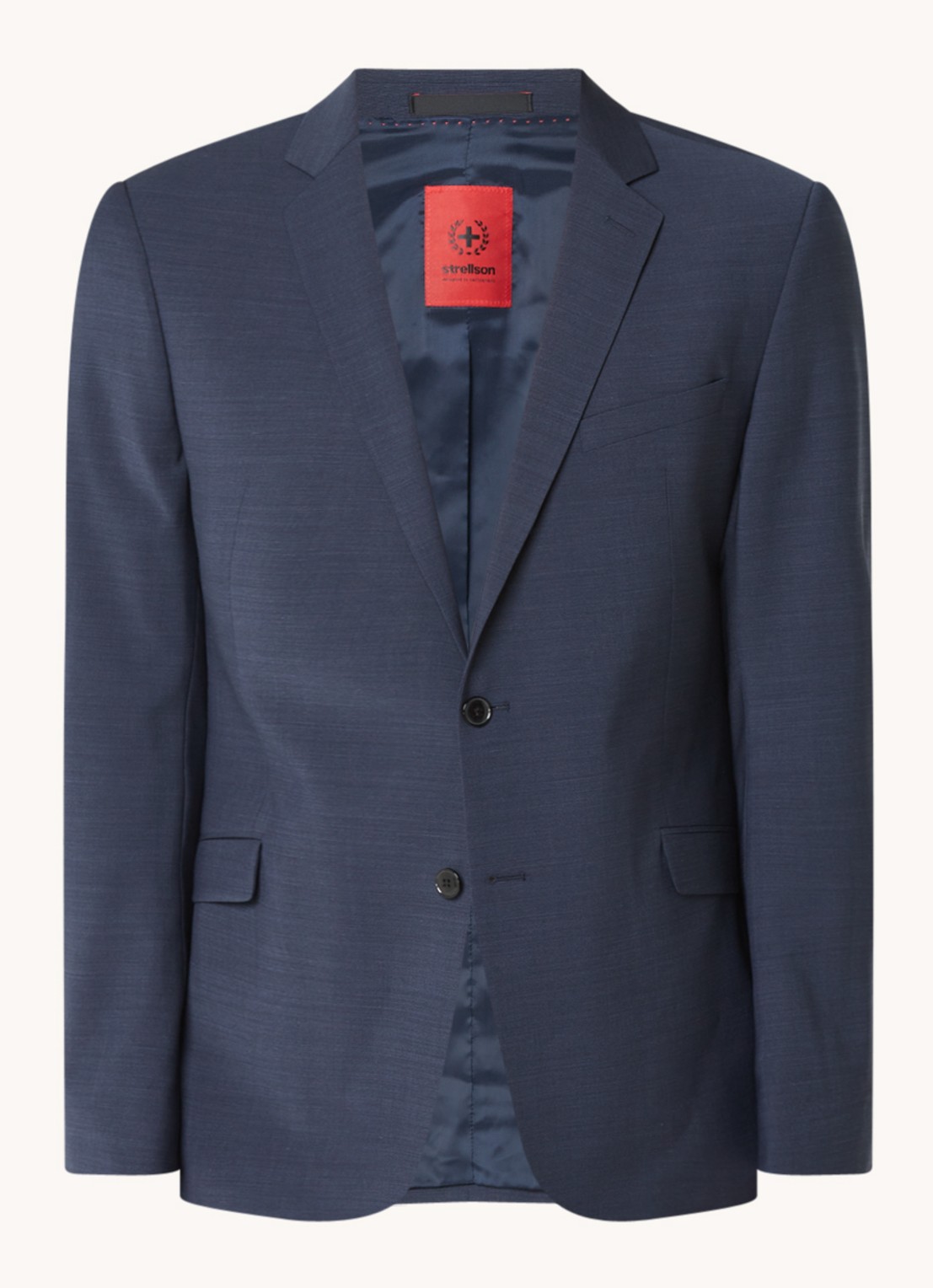 Strellson Allen slim fit colbert in wolblend met klepzakken - voorkant 5 donkerblauw