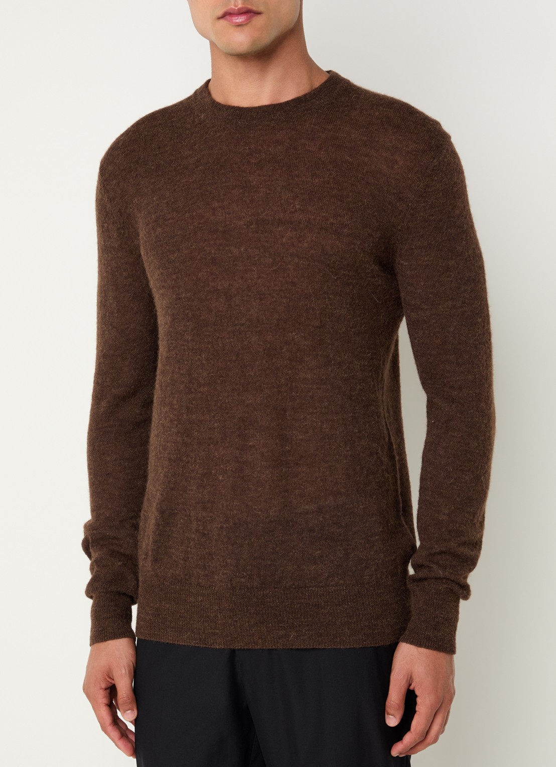 Strellson Alpus fijngebreide pullover alpaca wolblend - detail 2 bruin