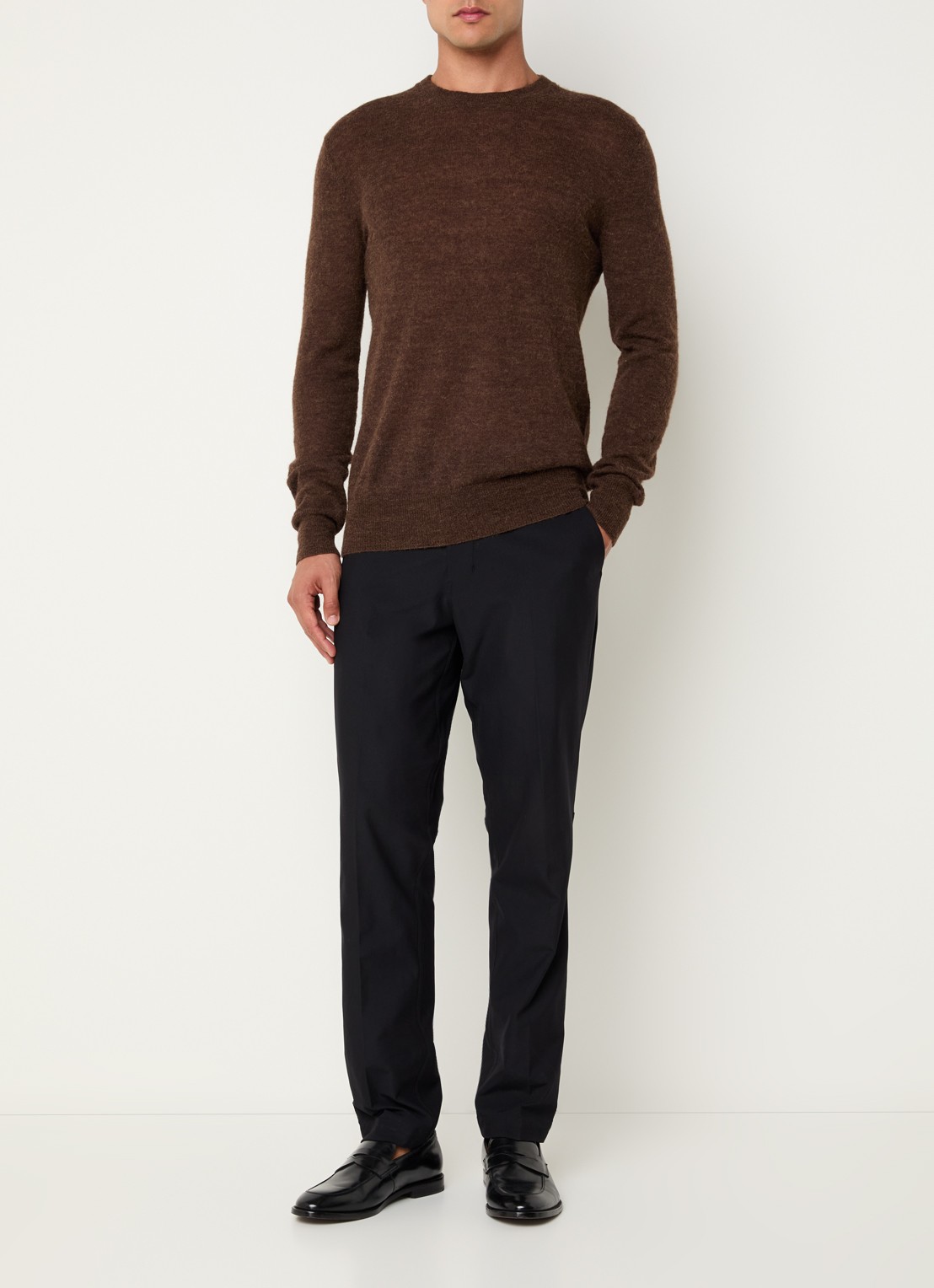 Strellson Alpus fijngebreide pullover alpaca wolblend - voorkant 4 bruin