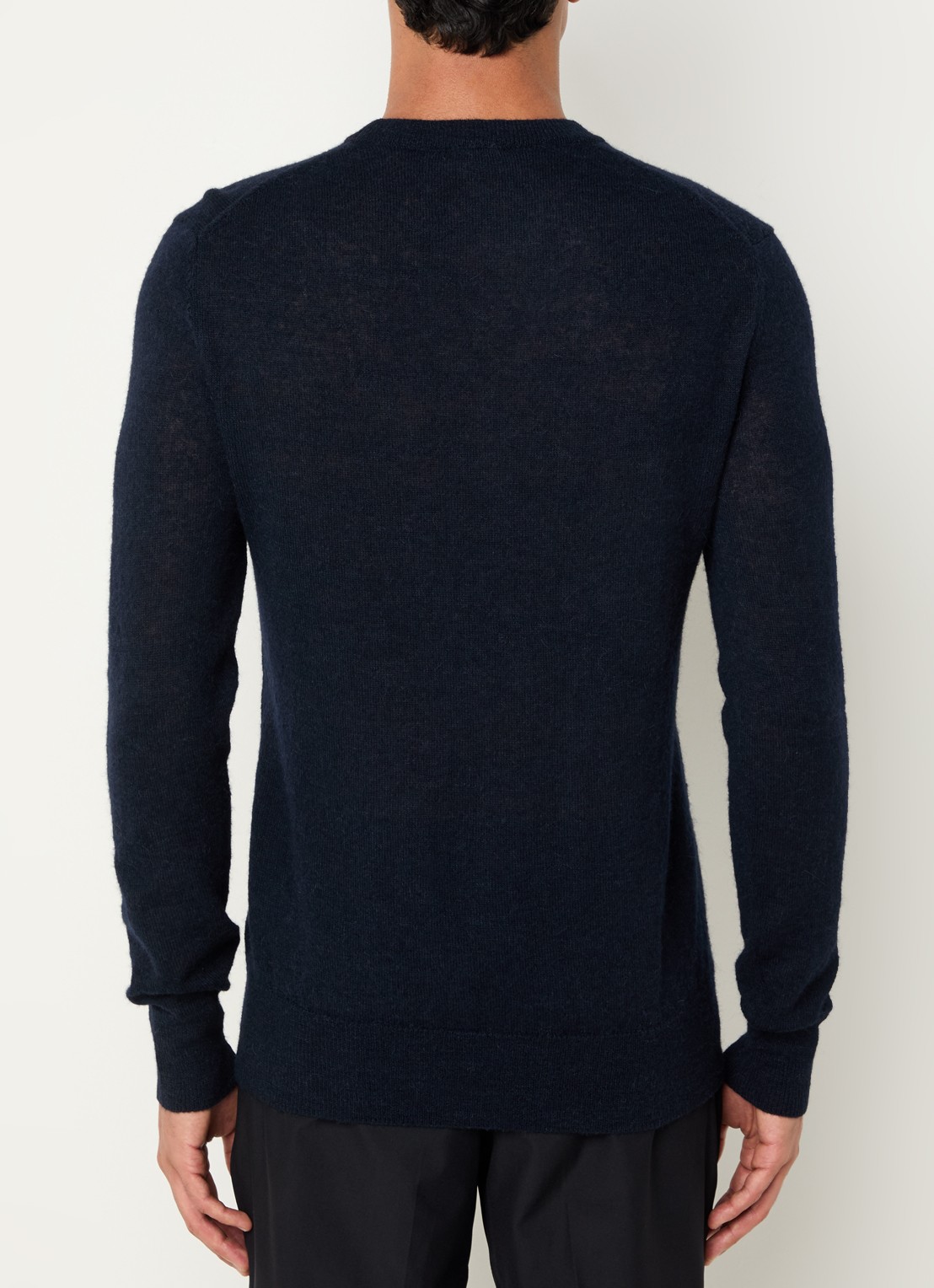 Strellson Alpus fijngebreide pullover alpaca wolblend - achterkant donkerblauw