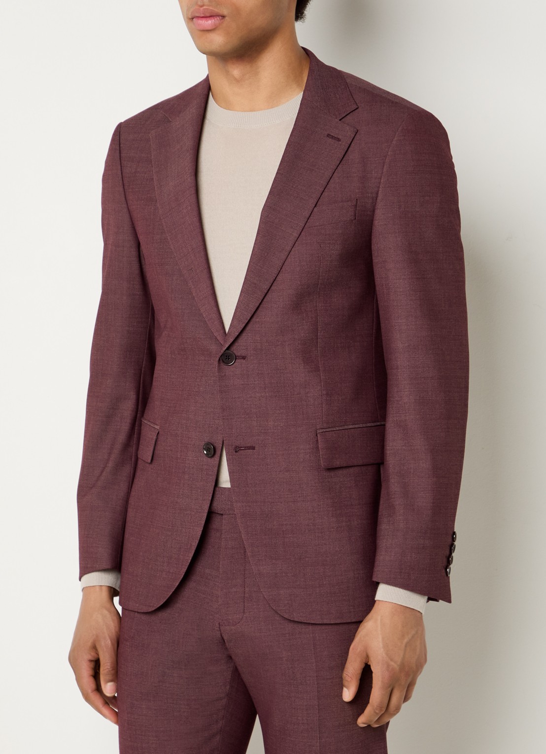 Strellson Alzer regular fit colbert met klepzakken - detail bordeauxrood