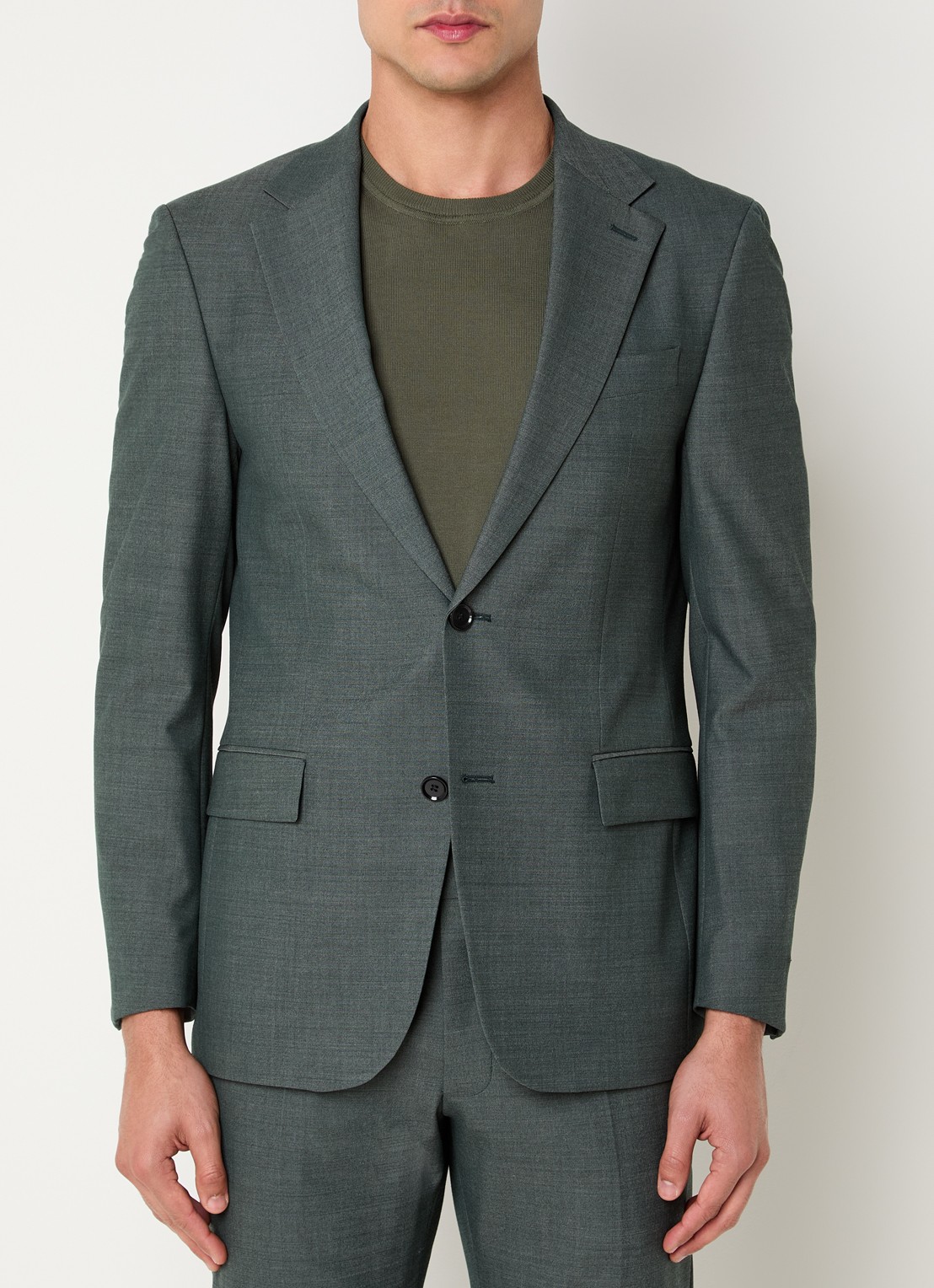 Strellson Alzer regular fit colbert met klepzakken - detail 4 olijfgroen