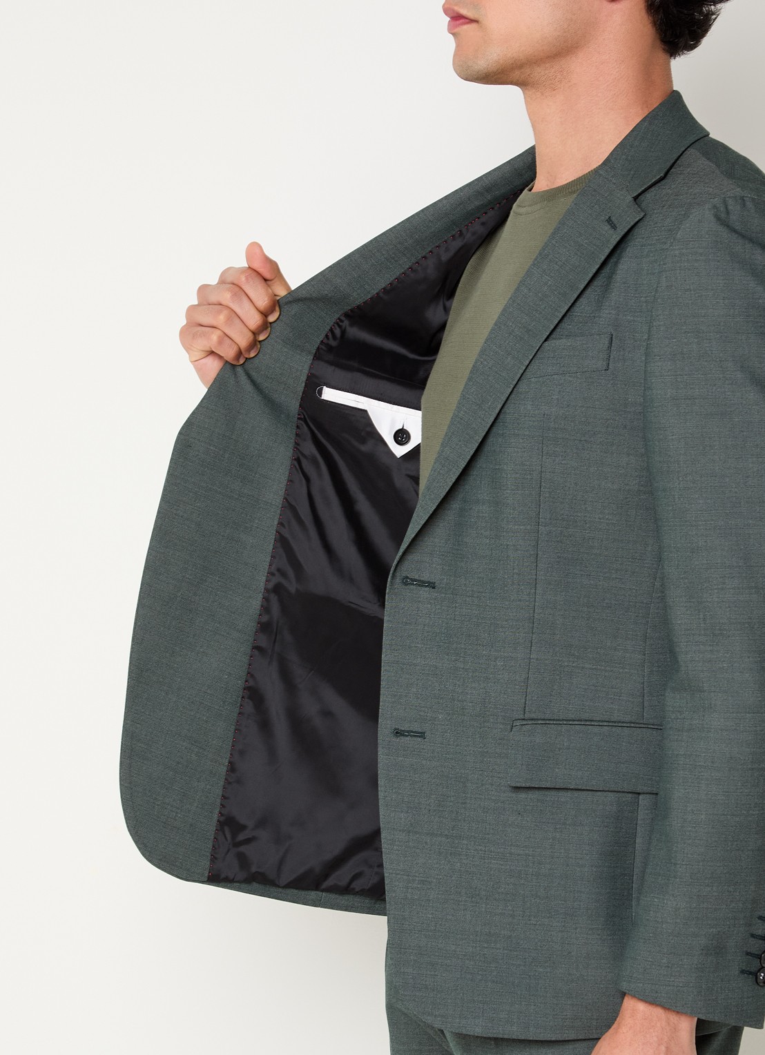 Strellson Alzer regular fit colbert met klepzakken - detail 5 olijfgroen