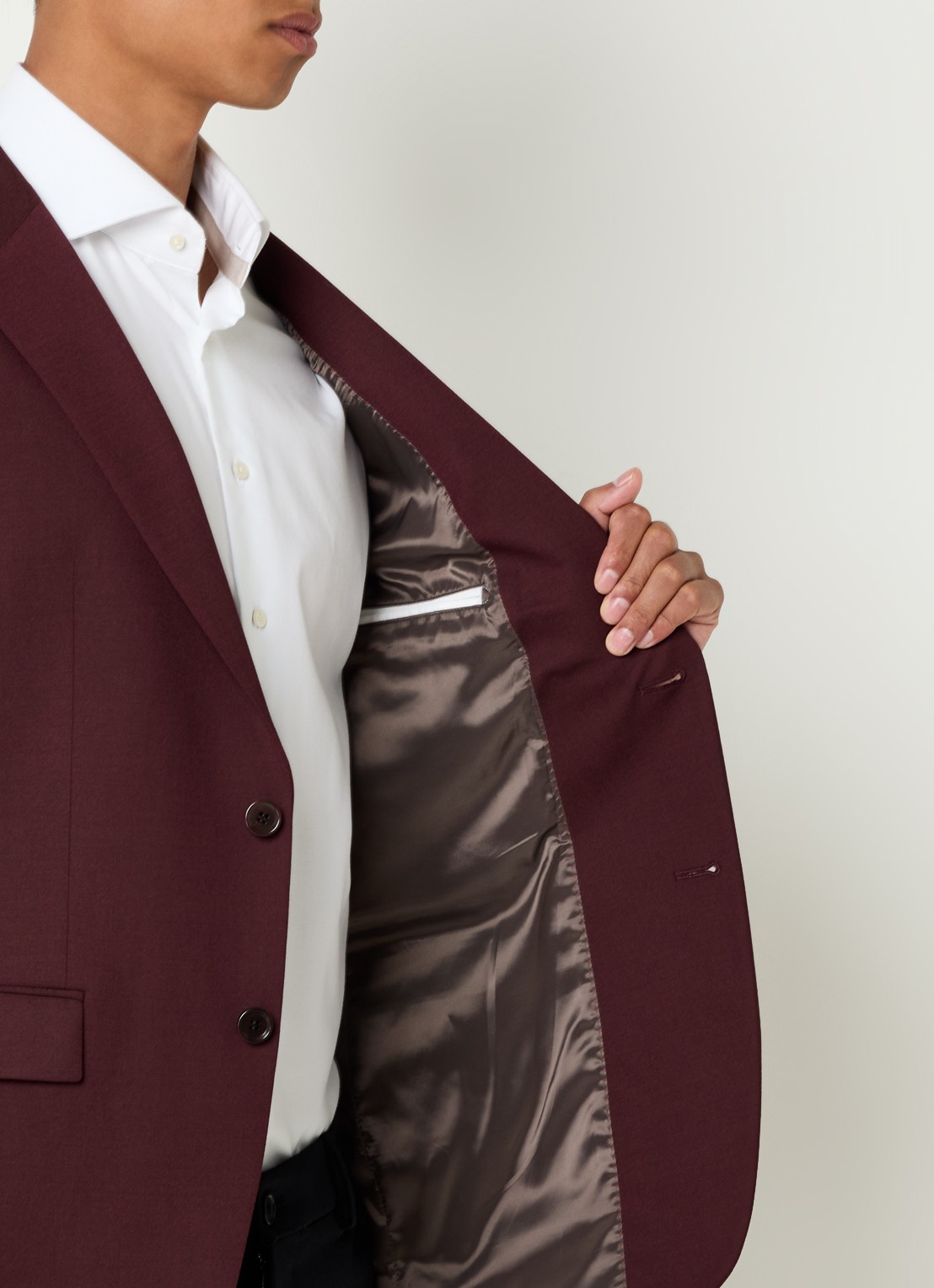 Strellson Alzer slim fit colbert in wolblend met klepzakken - detail 2 bordeauxrood