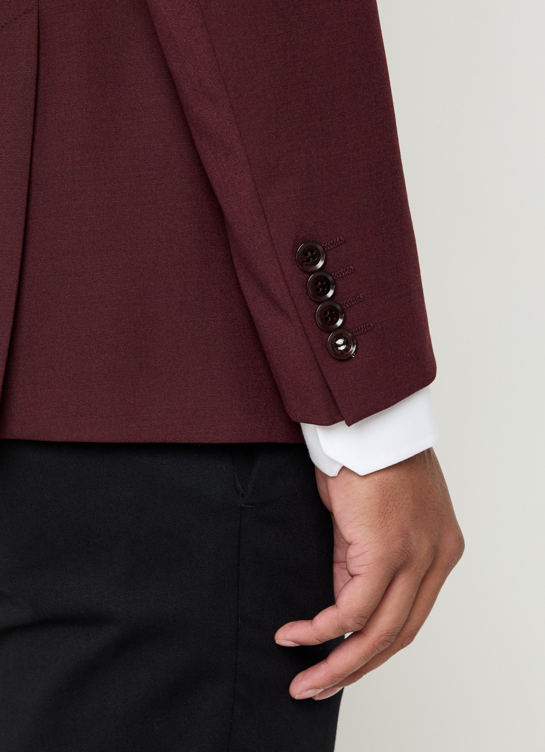 Strellson Alzer slim fit colbert in wolblend met klepzakken - detail 3 bordeauxrood