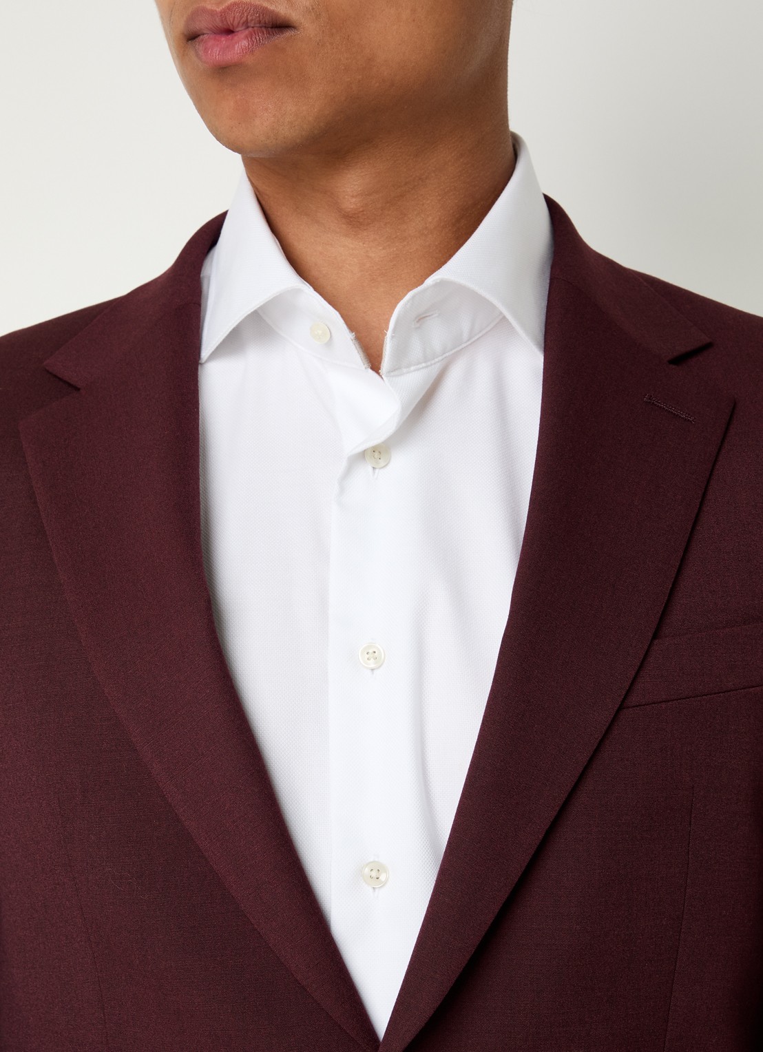 Strellson Alzer slim fit colbert in wolblend met klepzakken - detail 4 bordeauxrood