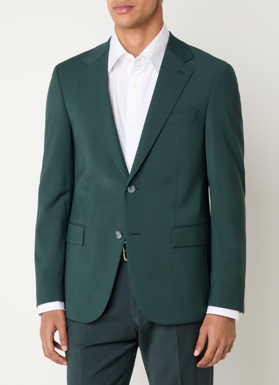 Strellson Alzer4 regular fit colbert in wolblend - detail donkergroen