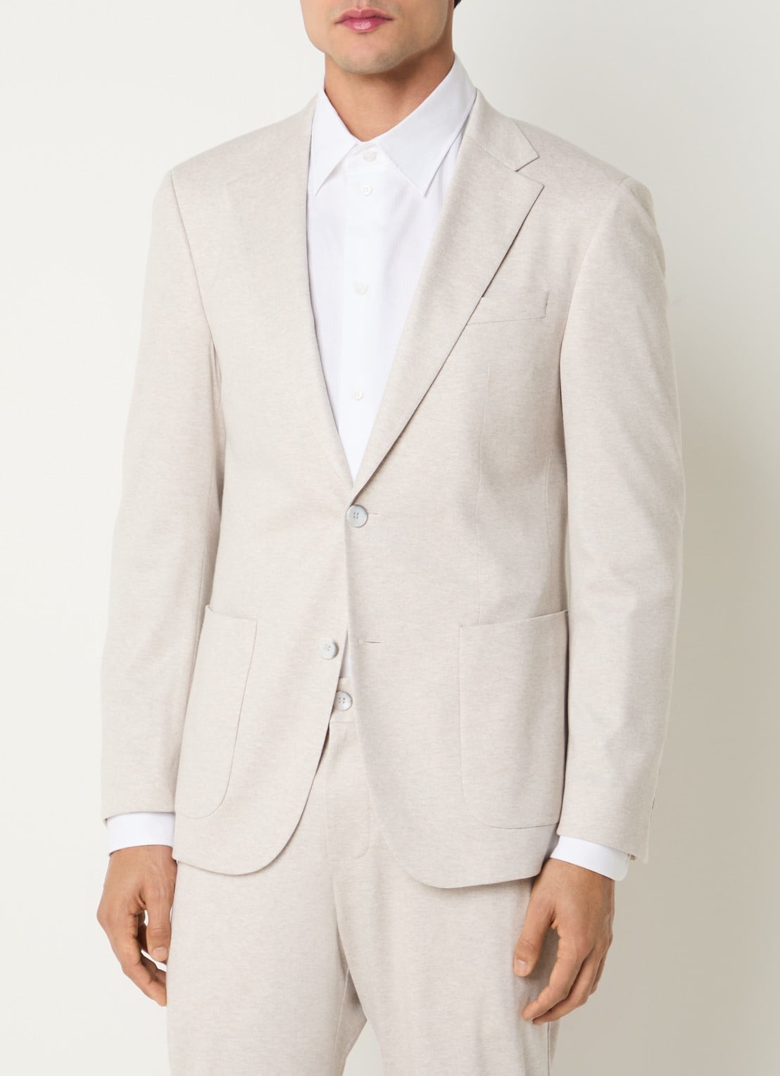 Strellson Arndt regular fit colbert met opgestikte zakken - detail creme
