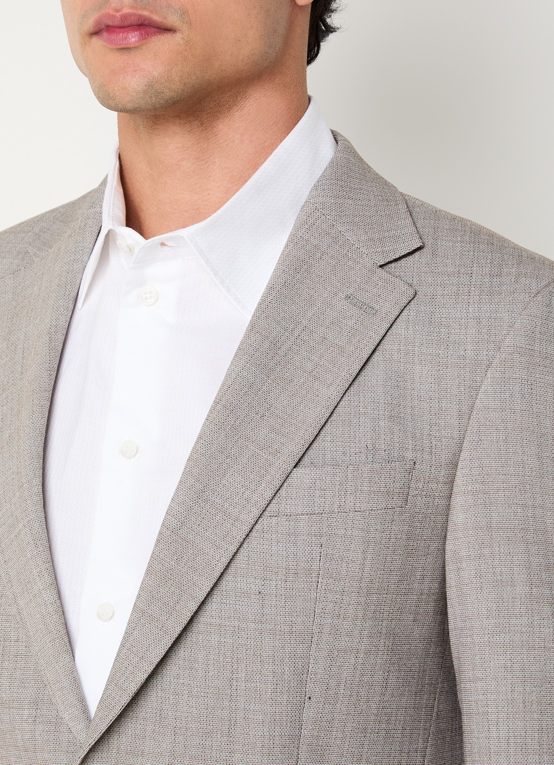 Strellson Arndt slim fit colbert in wolblend met opgestikte zakken - detail 5 lichtbruin