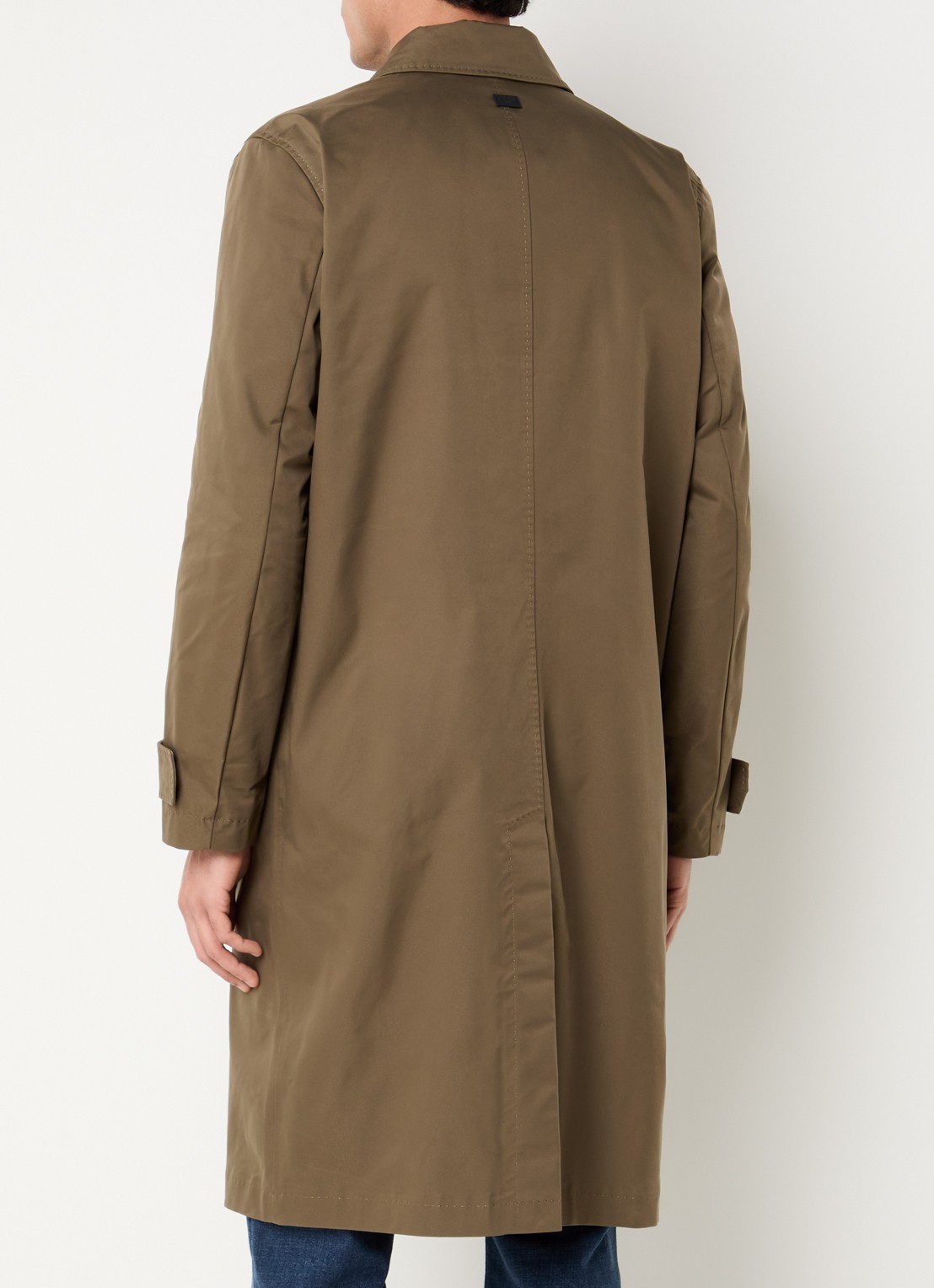 Strellson Barletta trenchcoat met steekzakken en kraag - achterkant mosgroen