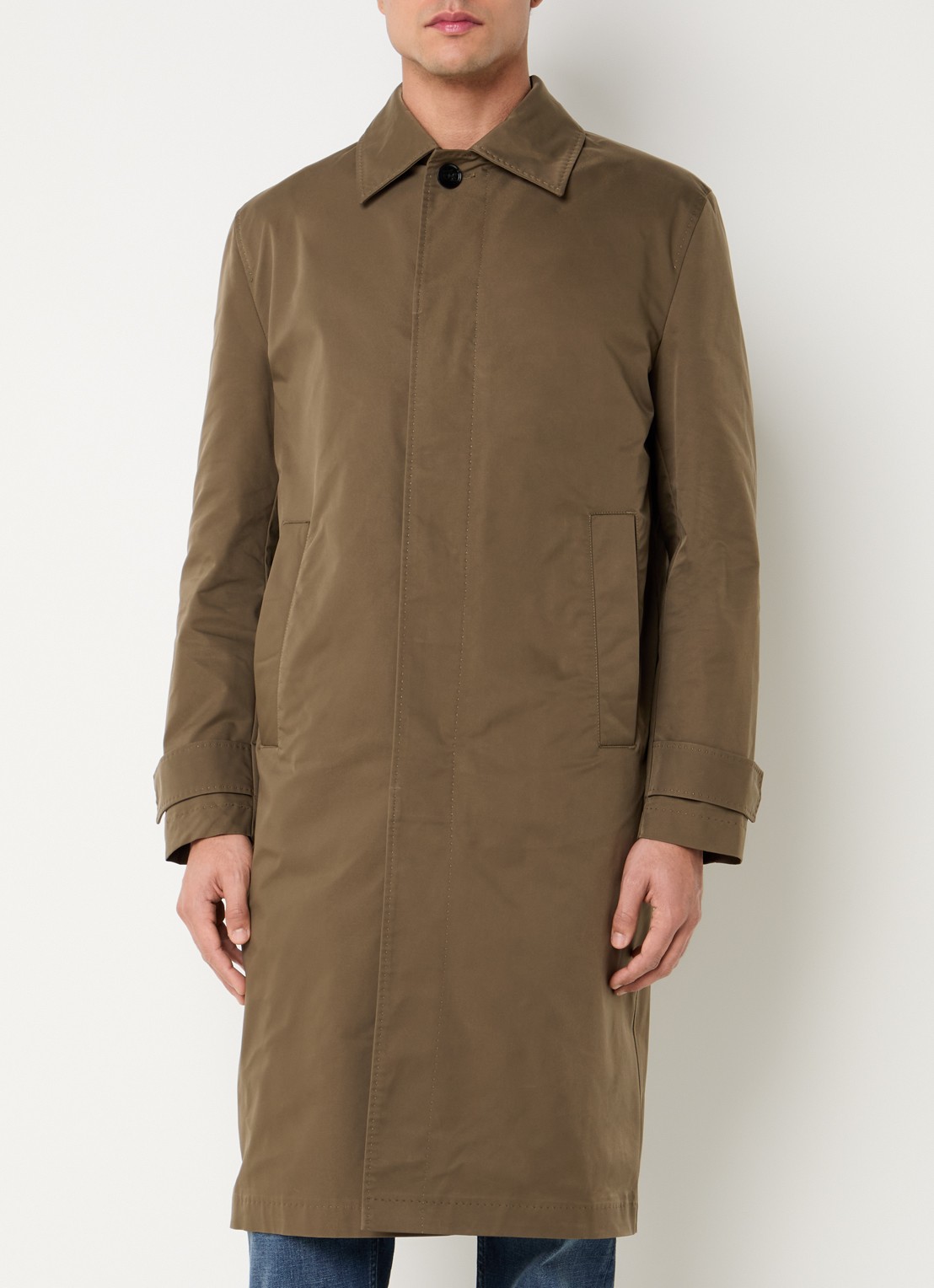 Strellson Barletta trenchcoat met steekzakken en kraag - detail 2 mosgroen