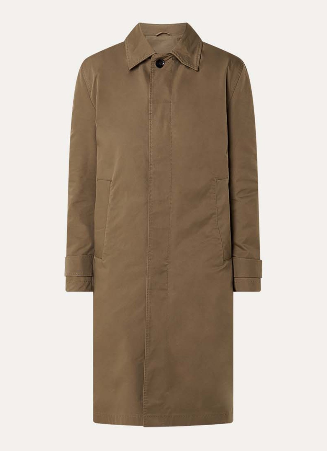 Strellson Barletta trenchcoat met steekzakken en kraag - voorkant 3 mosgroen