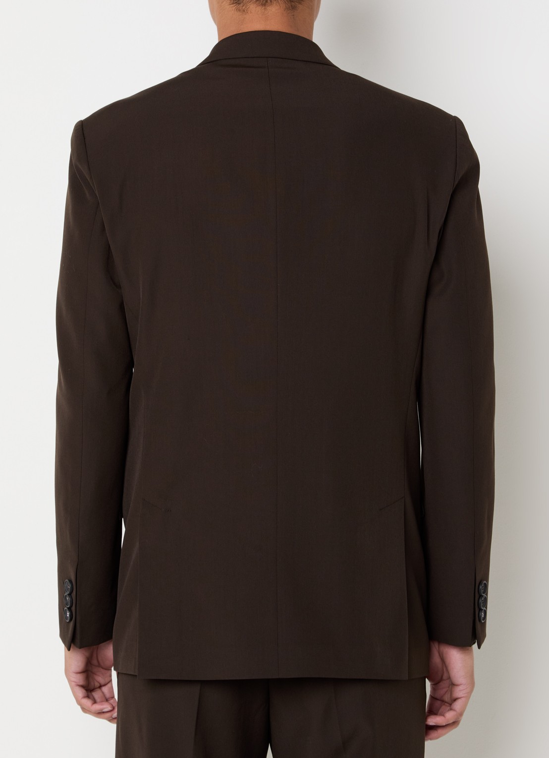 Strellson Braxton double-breasted regular fit colbert van scheerwol met klepzakken - achterkant 7 donkerbruin