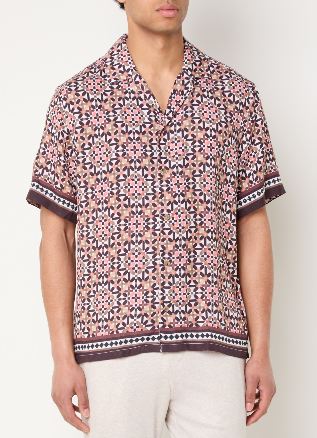 Strellson Carlos regular fit overhemd met grafische print - detail 4 roze