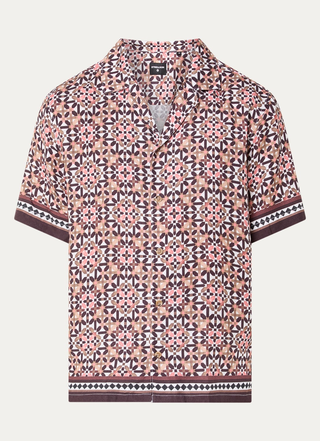 Strellson Carlos regular fit overhemd met grafische print - voorkant roze