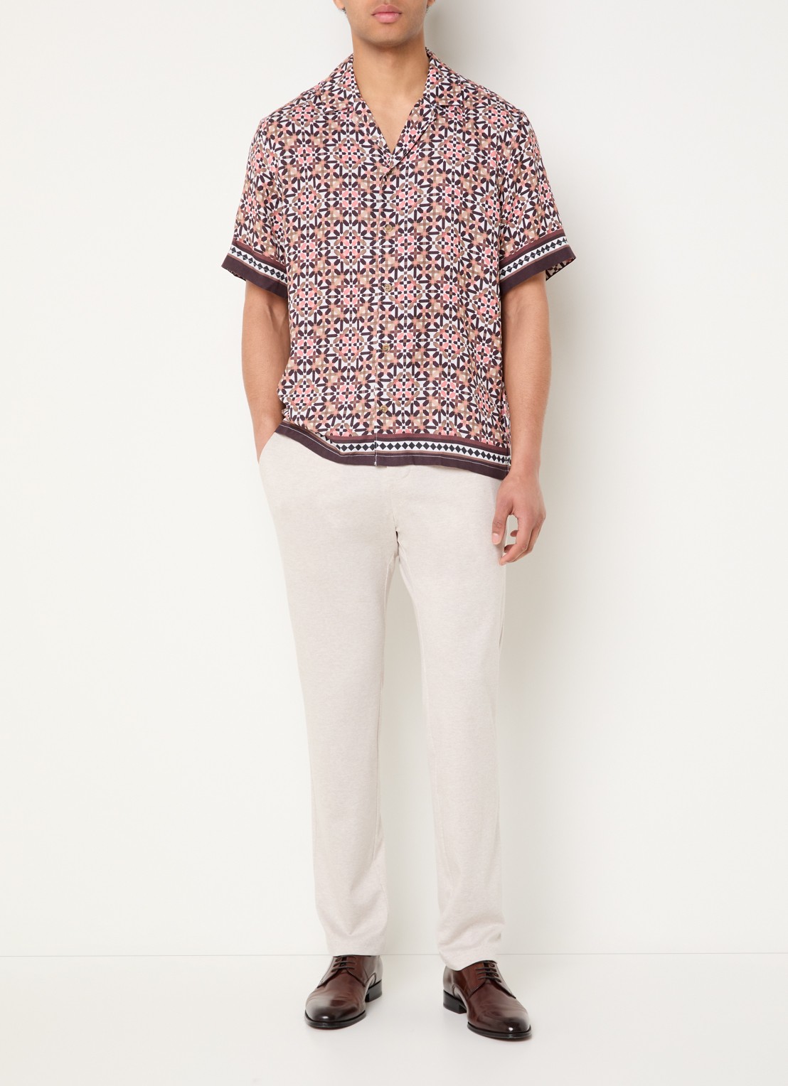 Strellson Carlos regular fit overhemd met grafische print - voorkant 2 roze
