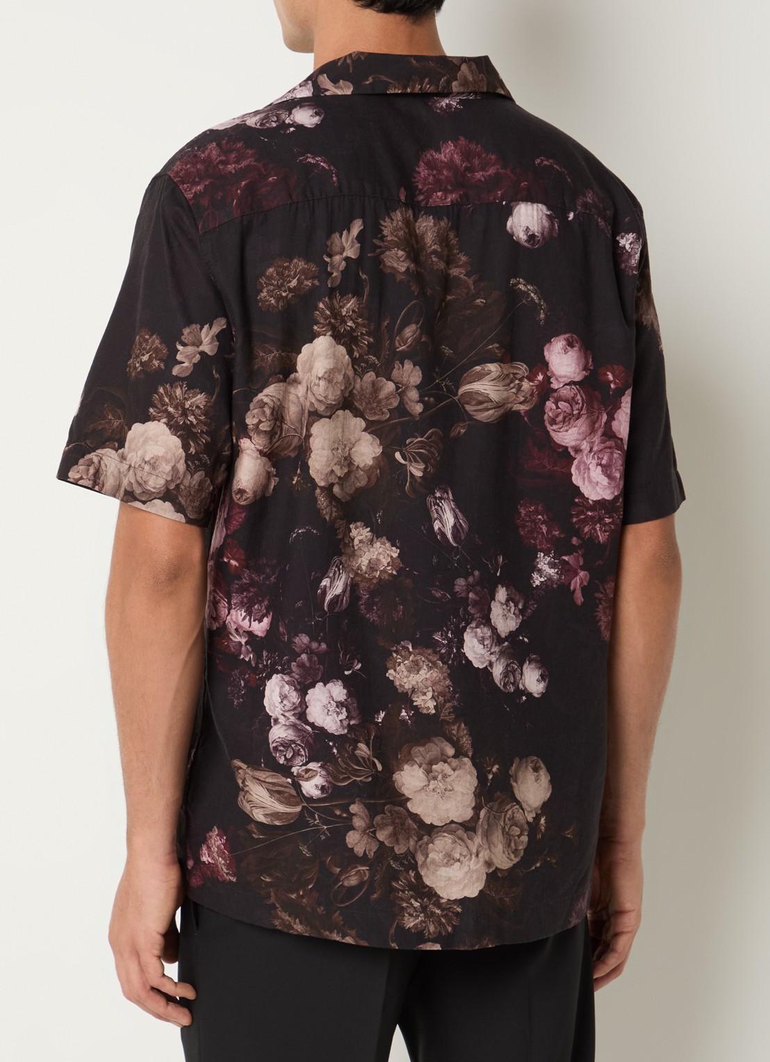 Strellson Clint regular fit overhemd met bloemenprint - achterkant 4 zwart