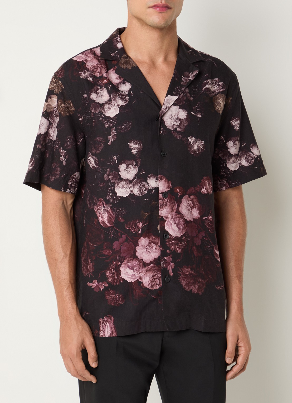 Strellson Clint regular fit overhemd met bloemenprint - detail 3 zwart