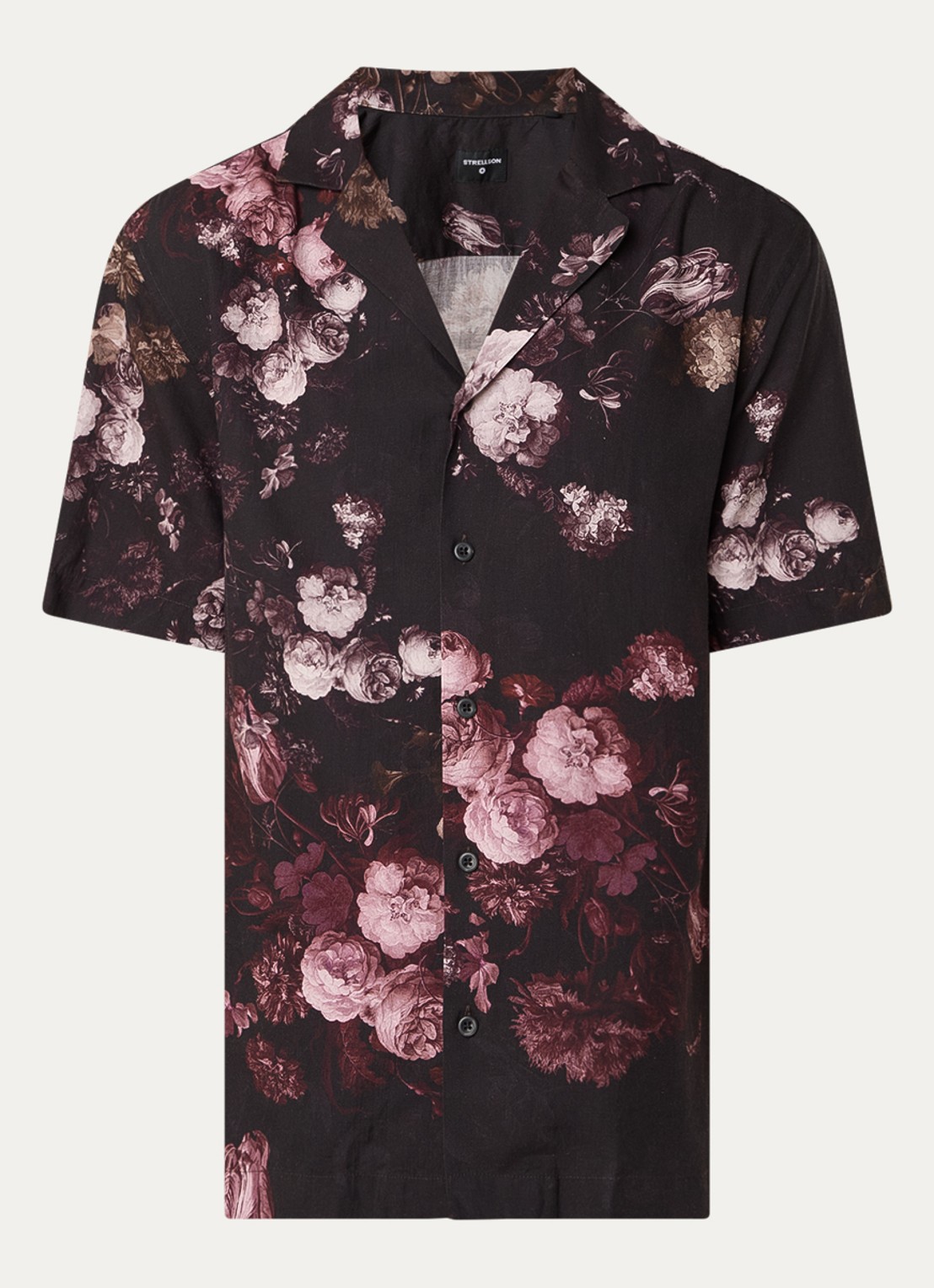 Strellson Clint regular fit overhemd met bloemenprint - voorkant zwart