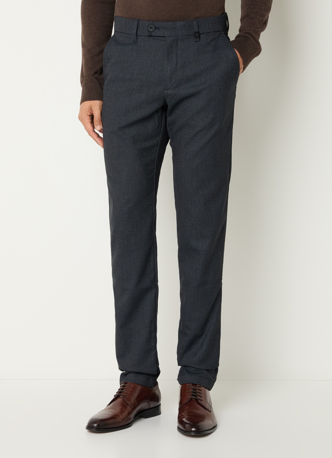 Strellson Code slim fit pantalon met steekzakken - detail blauw