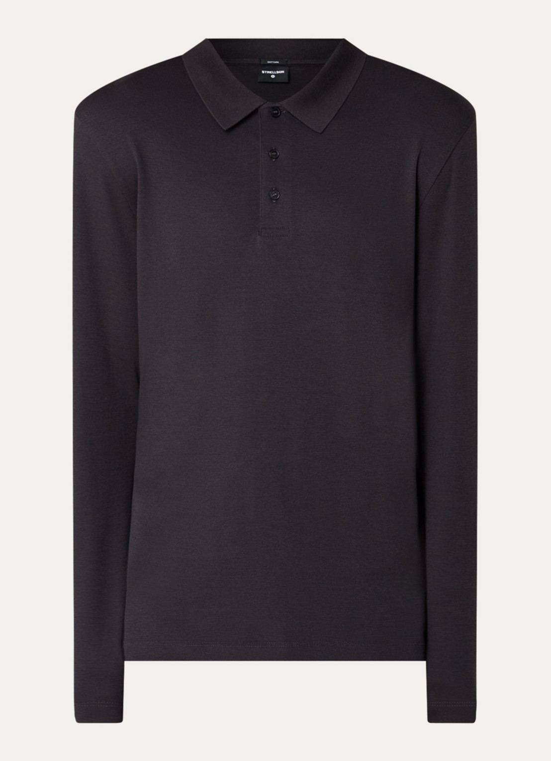 Strellson Edgar regular fit polo met microdessin - voorkant 2 zwart