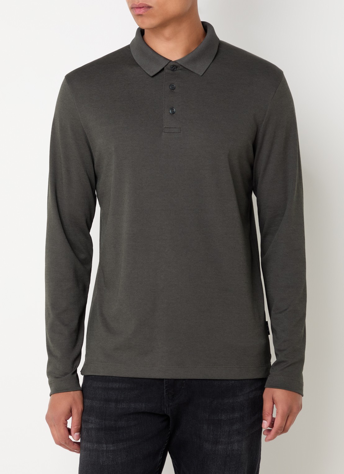 Strellson Edgar regular fit polo met microdessin - detail groen
