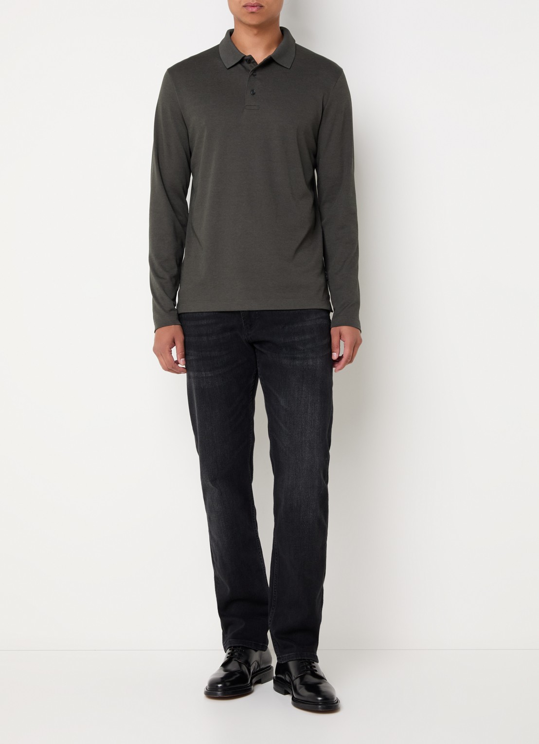 Strellson Edgar regular fit polo met microdessin - voorkant 3 groen