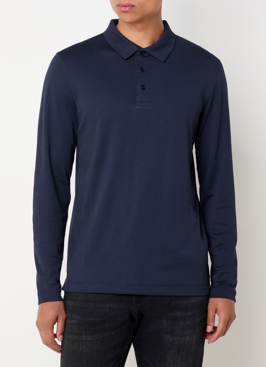 Strellson Edgar regular fit polo met microdessin - detail donkerblauw
