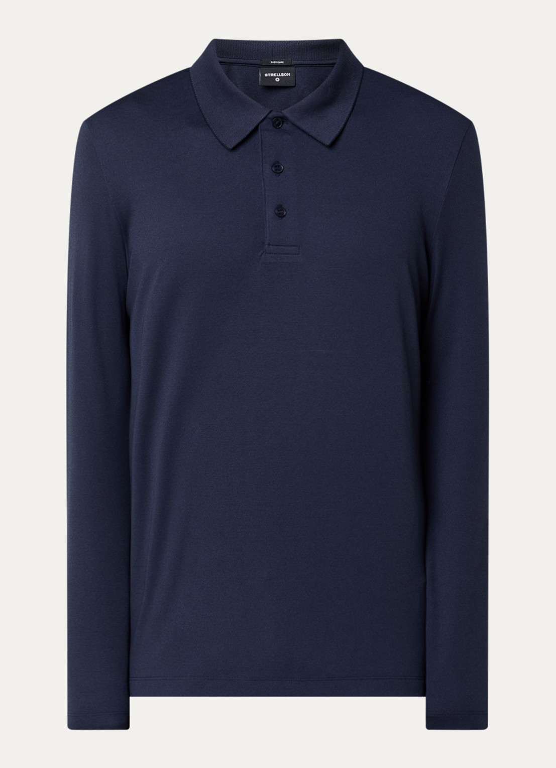 Strellson Edgar regular fit polo met microdessin - voorkant 2 donkerblauw