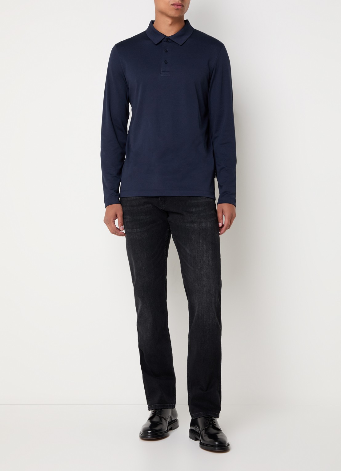 Strellson Edgar regular fit polo met microdessin - voorkant 3 donkerblauw