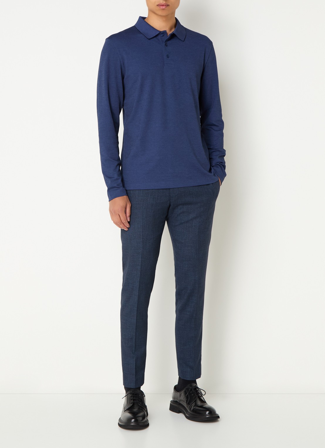 Strellson Edgar regular fit polo met microdessin - voorkant 4 indigo