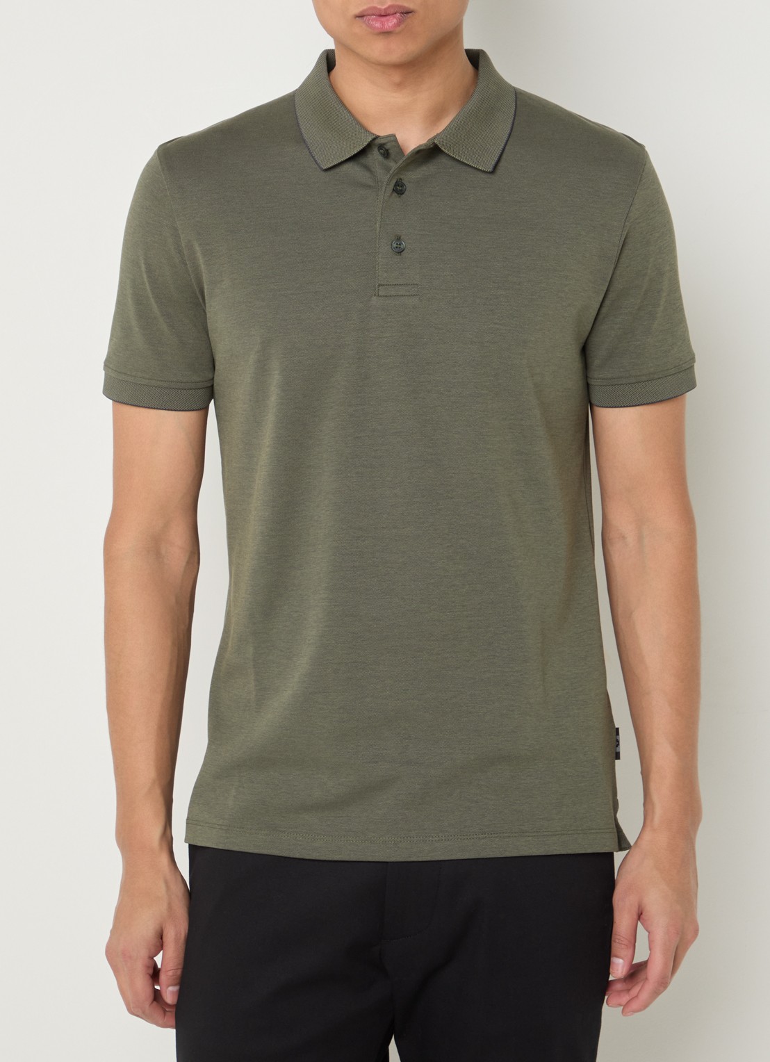 Strellson Edgar regular fit polo met stretch - detail 4 donkergroen