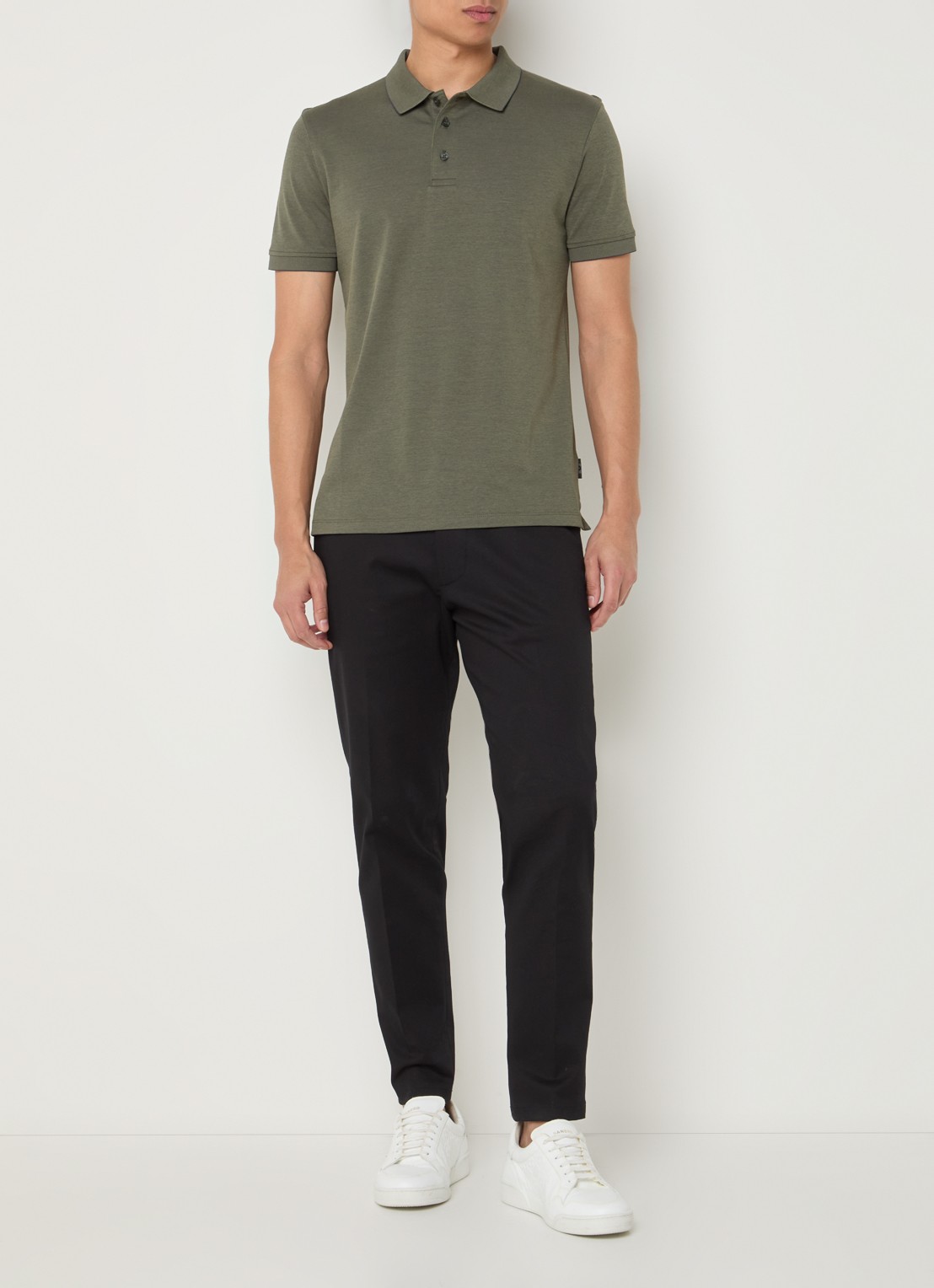 Strellson Edgar regular fit polo met stretch - voorkant 2 donkergroen