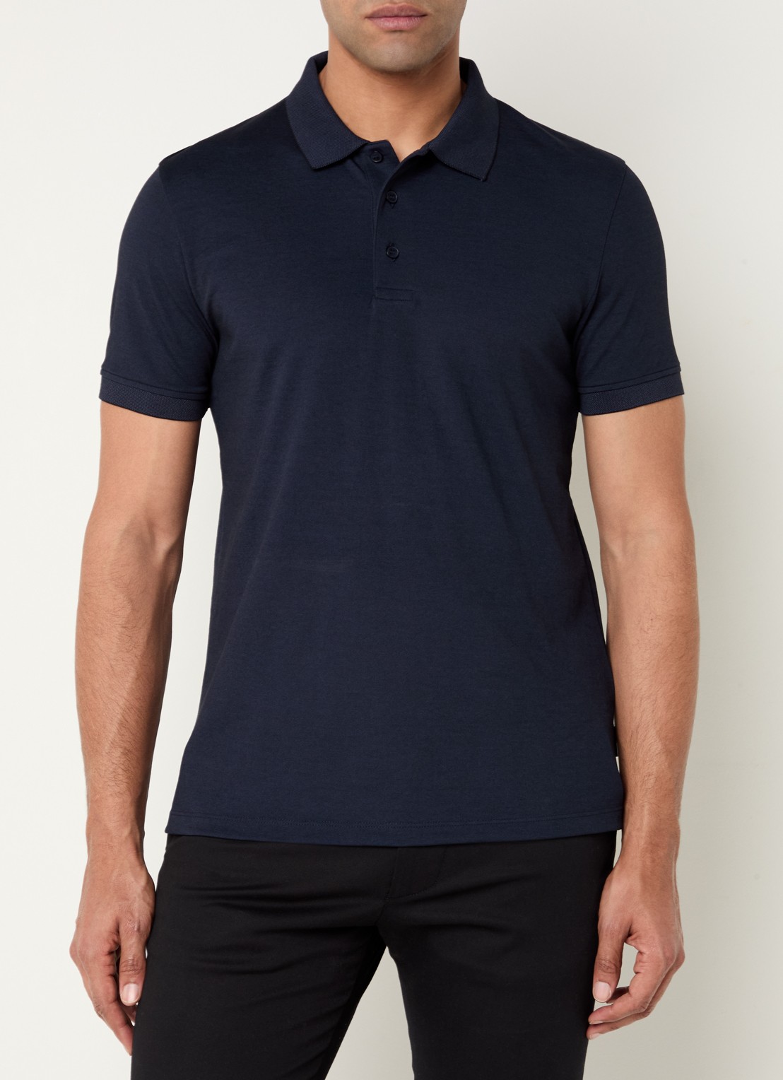 Strellson Edgar regular fit polo met stretch - detail 3 donkerblauw
