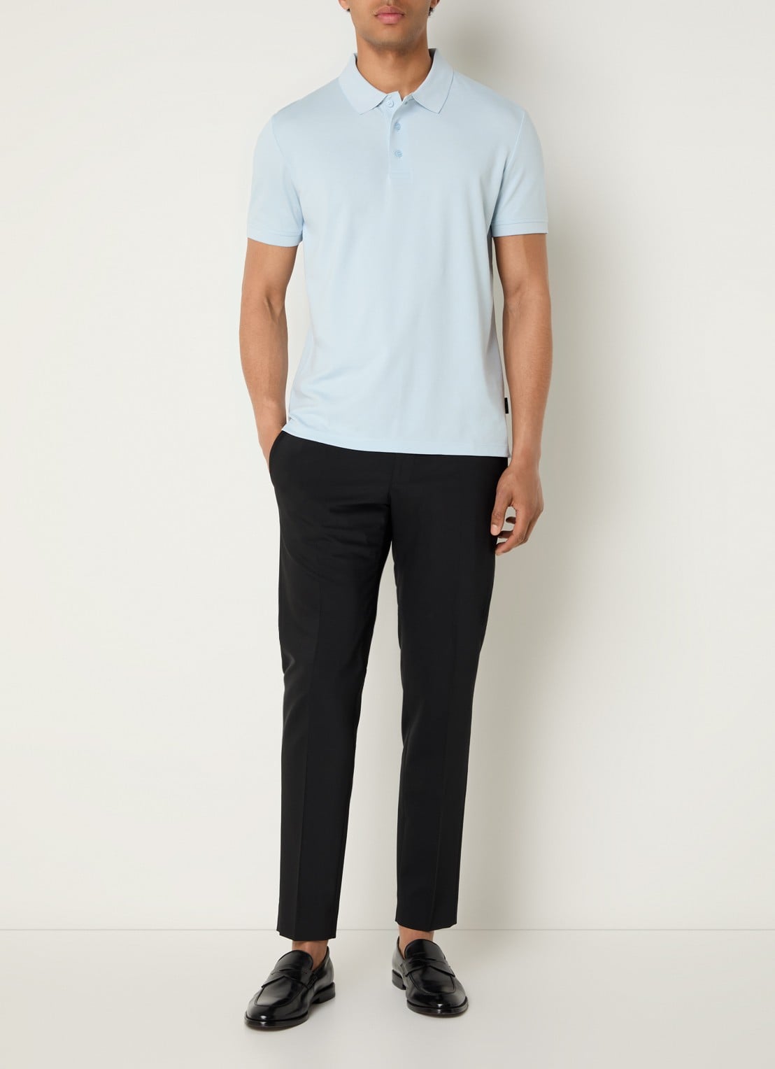 Strellson Edgar regular fit polo met stretch - voorkant 3 lichtblauw