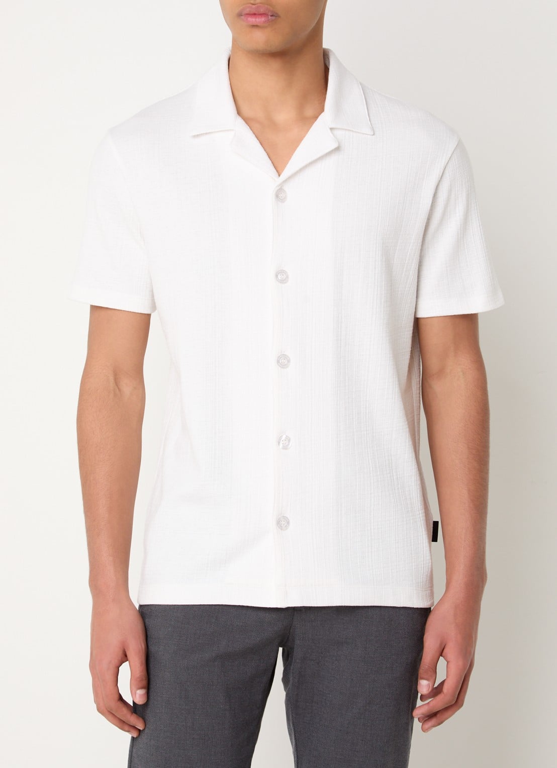 Strellson Filip regular fit overhemd met structuur - detail wit