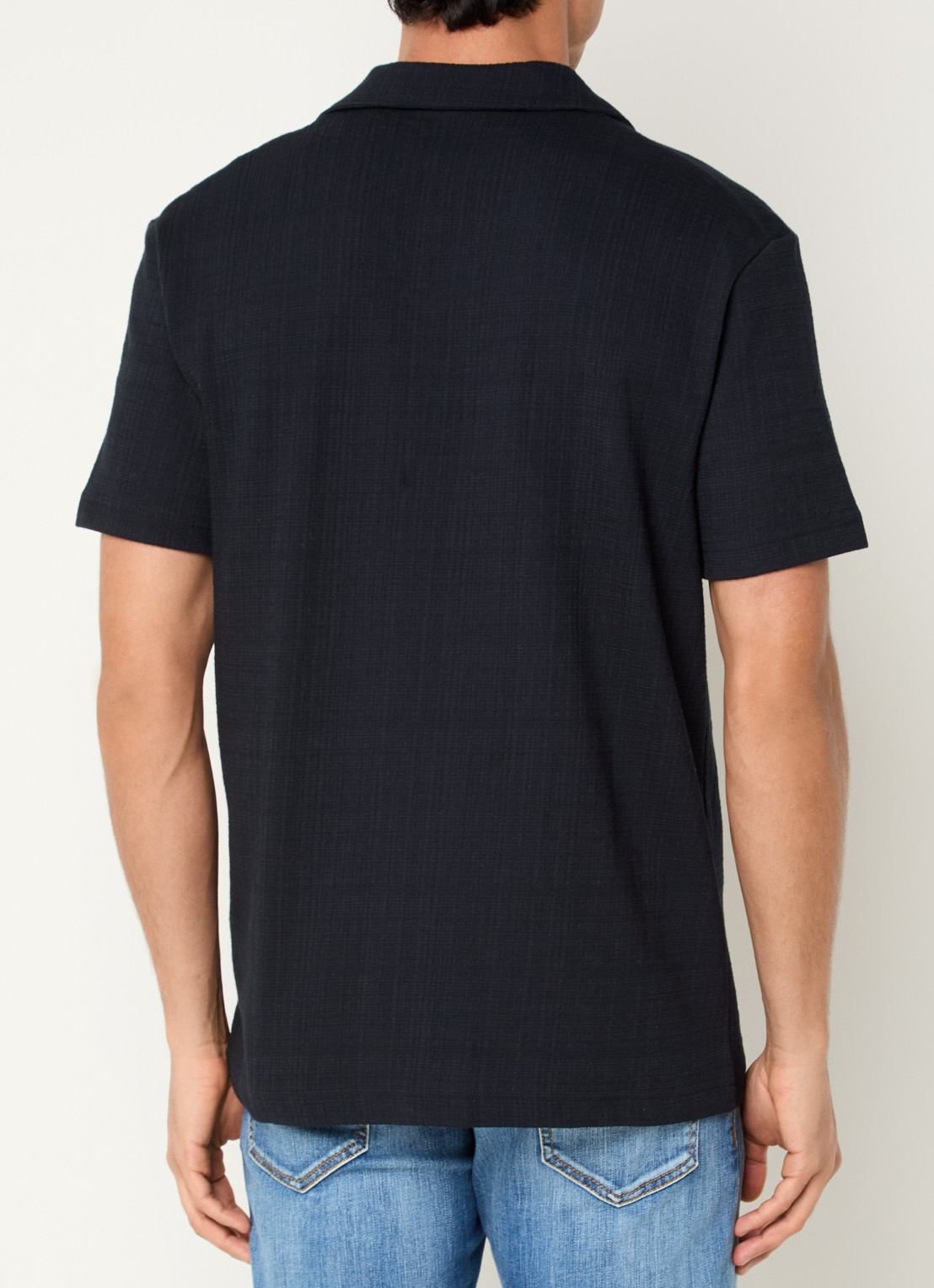 Strellson Filip regular fit overhemd met structuur - achterkant blauw