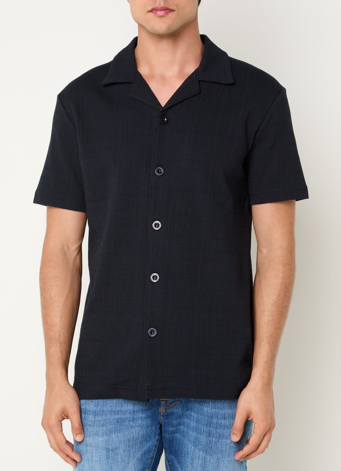 Strellson Filip regular fit overhemd met structuur - detail 4 blauw