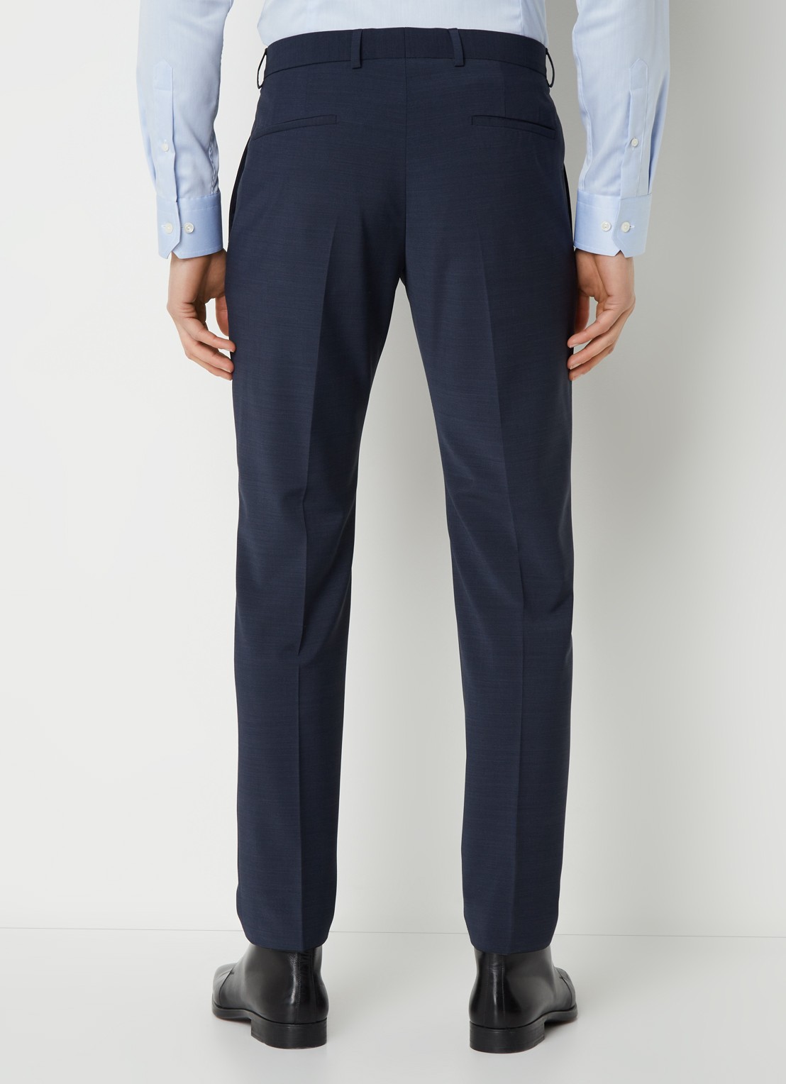 Strellson Flex Cross Mercer slim fit pantalon in wolblend - achterkant donkerblauw
