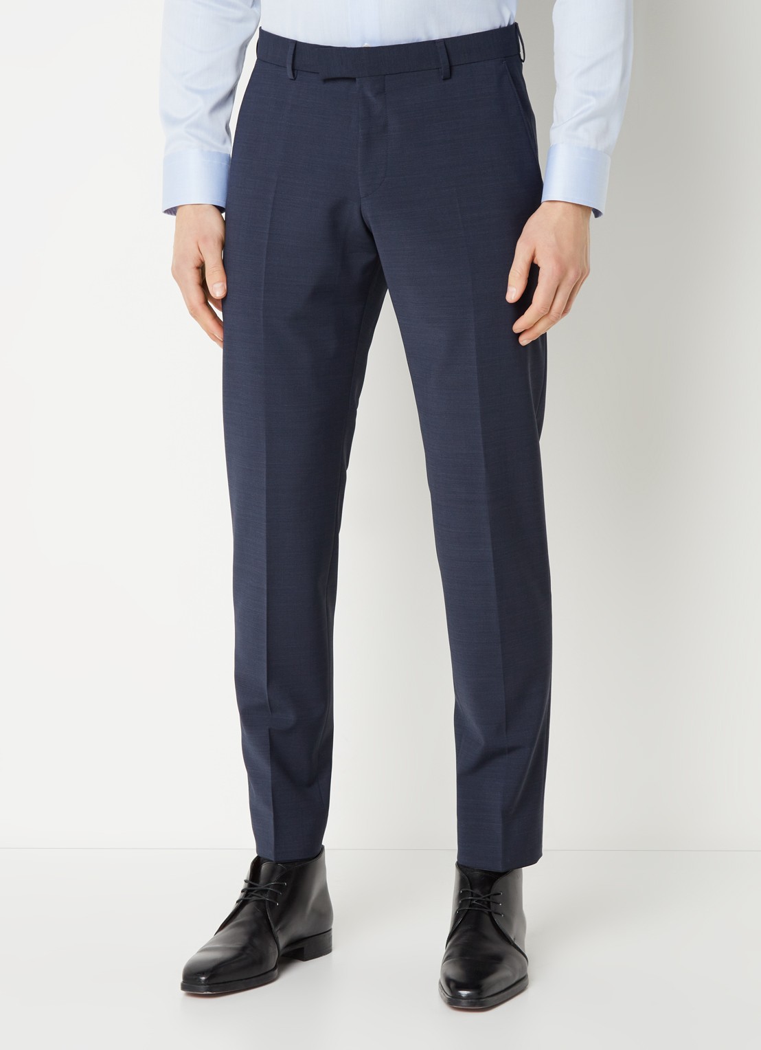 Strellson Flex Cross Mercer slim fit pantalon in wolblend - detail 2 donkerblauw
