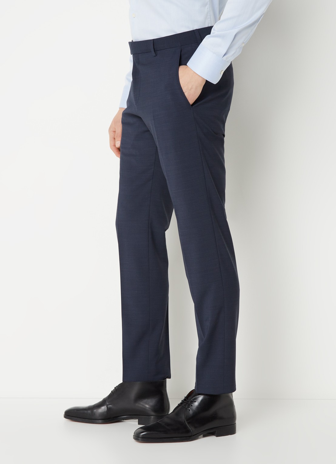 Strellson Flex Cross Mercer slim fit pantalon in wolblend - detail 3 donkerblauw