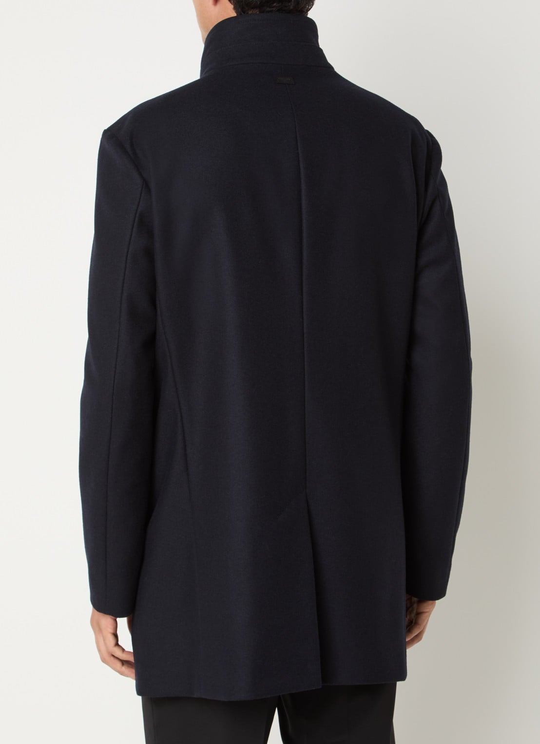Strellson Flinchley mantel in wolblend met steekzakken - achterkant 4 donkerblauw