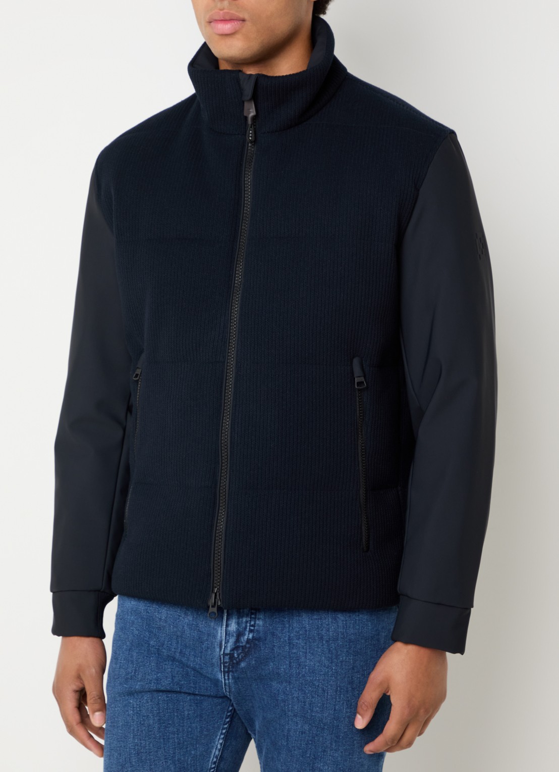 Strellson Gewatteerd jack met contrast - detail donkerblauw