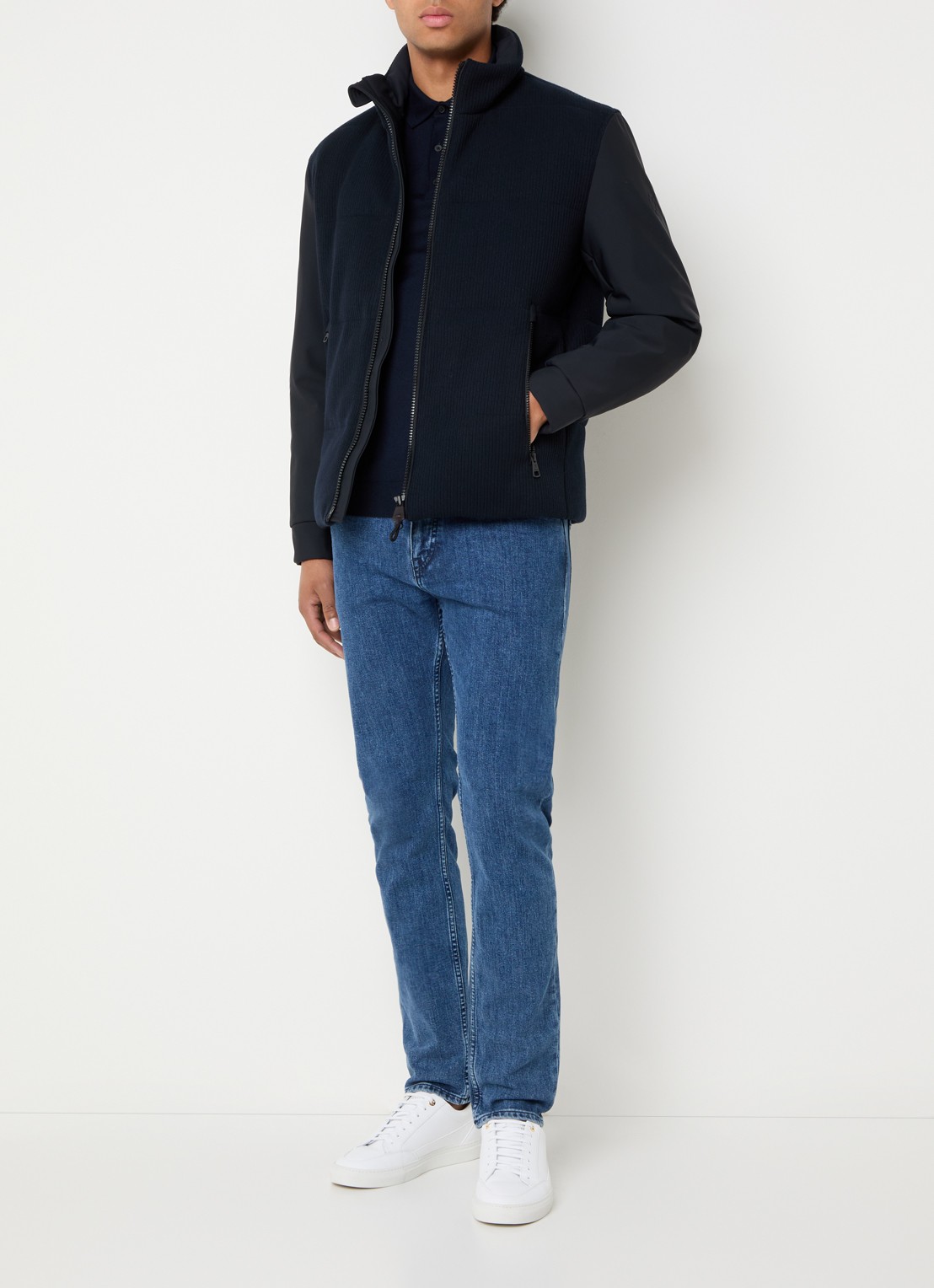 Strellson Gewatteerd jack met contrast - voorkant 3 donkerblauw
