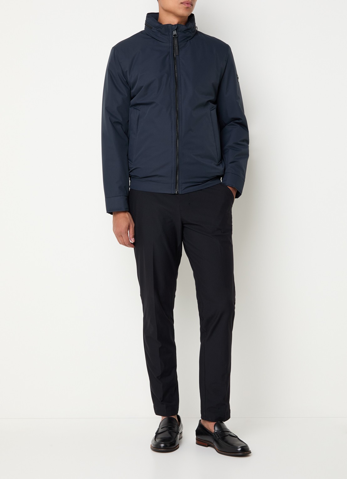 Strellson Gewatteerd jack met opstaande kraag - voorkant 2 donkerblauw
