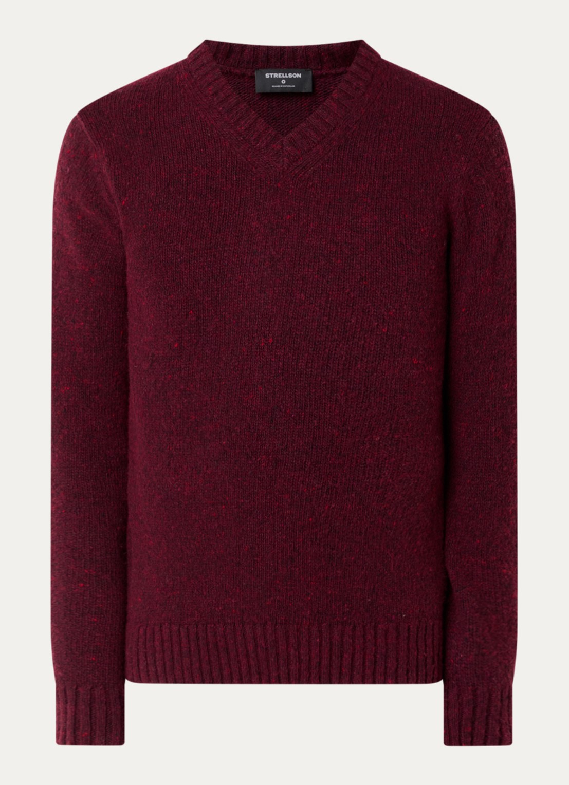 Strellson Grofgebreide pullover in wolblend  - voorkant 3 kersenrood