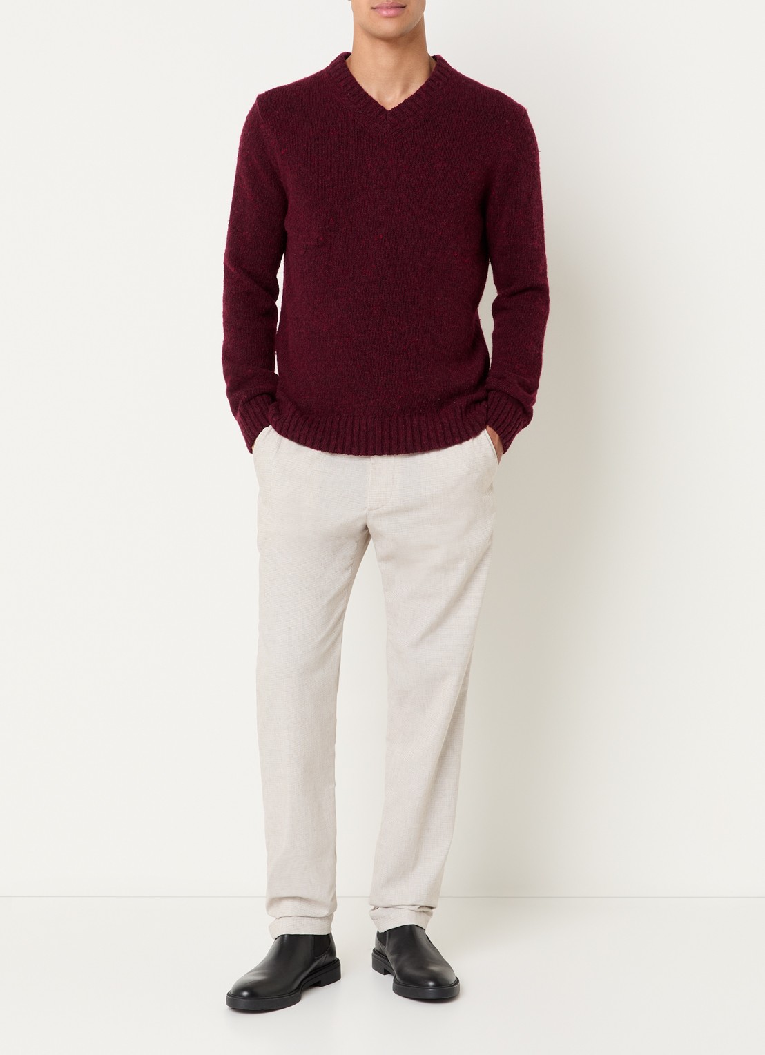 Strellson Grofgebreide pullover in wolblend  - voorkant 4 kersenrood