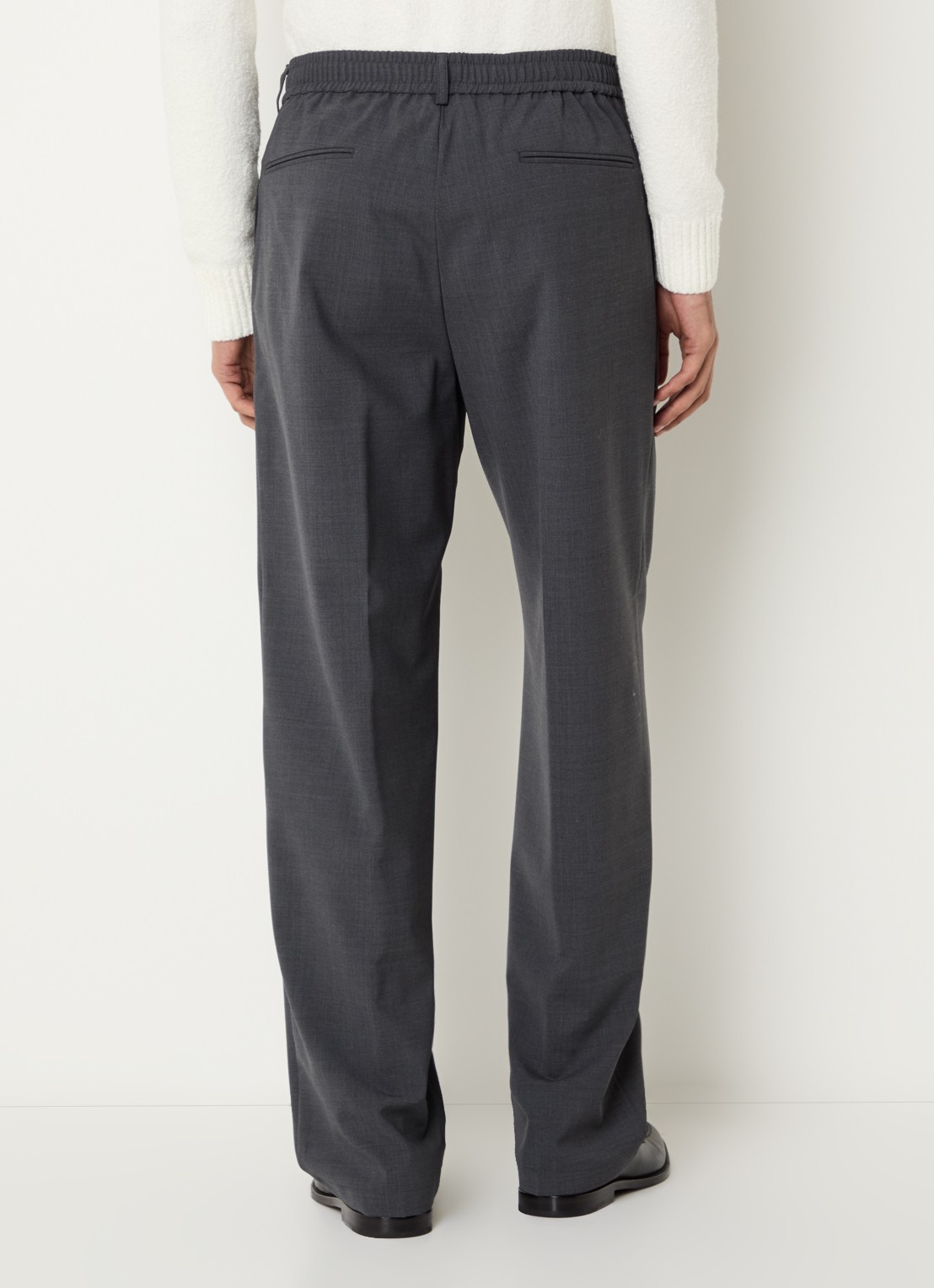 Strellson Jin wide fit broek met steekzakken - achterkant 3 donkergrijs
