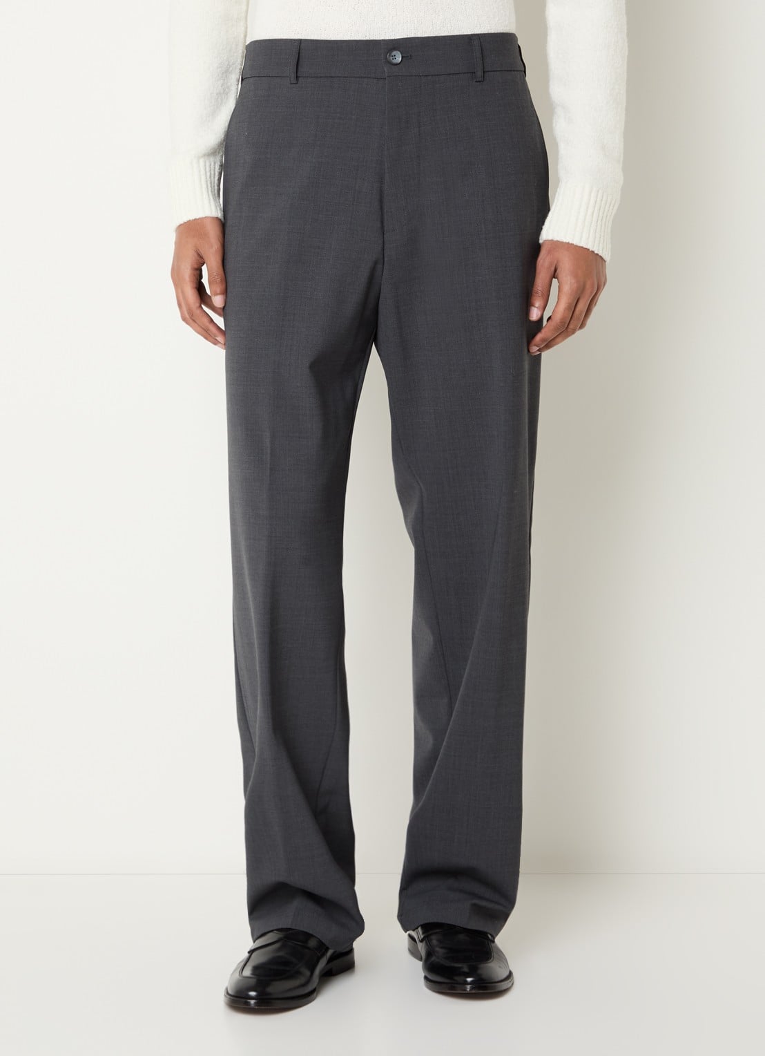 Strellson Jin wide fit broek met steekzakken - detail donkergrijs